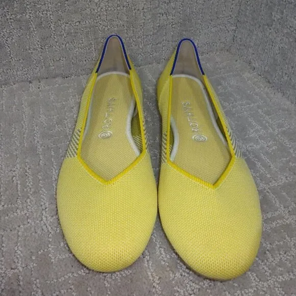 Rothys The Flat Womens Size 8.5 US Lemon Stripe Round Toe Slip On Shoes