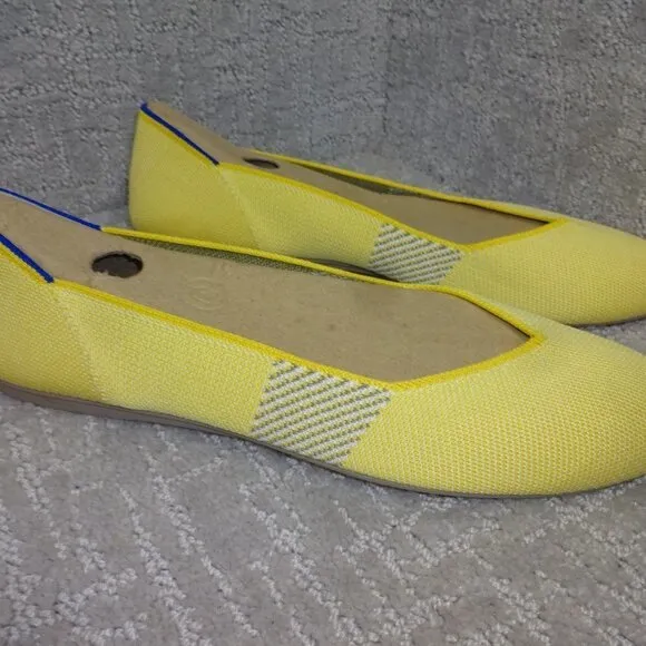 Rothys The Flat Womens Size 8.5 US Lemon Stripe Round Toe Slip On Shoes