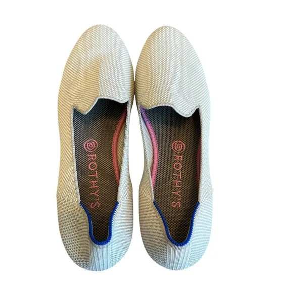 Rothy's The Loafer Slip On Flats Linen Double Stitch Knit Shoes Size 11 Women's