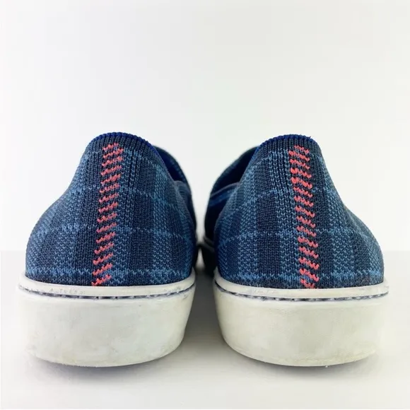 Rothy’s The Original Slip On Sneaker Blue Indigo Gingham Retired Shoes