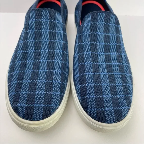 Rothy’s The Original Slip On Sneaker Blue Indigo Gingham Retired Shoes
