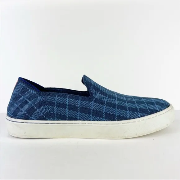 Rothy’s The Original Slip On Sneaker Blue Indigo Gingham Retired Shoes