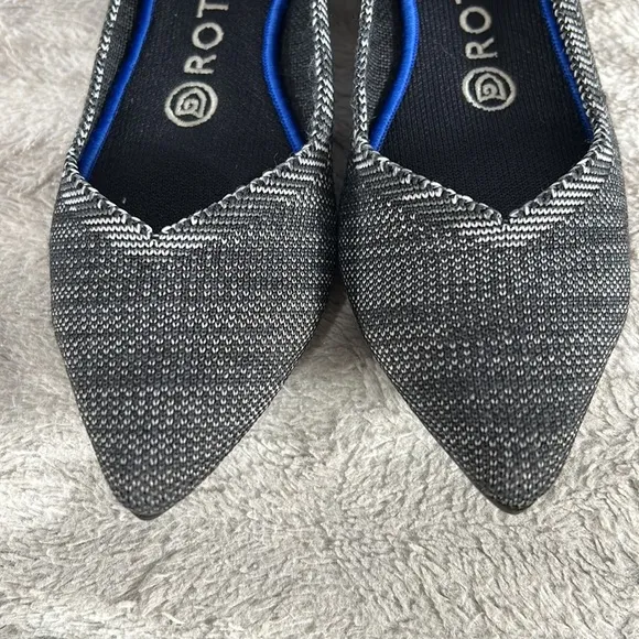 Rothy's The Point Black with white blended pointy Flats Shoes sz 7