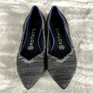 Rothy's The Point Black with white blended pointy Flats Shoes sz 7