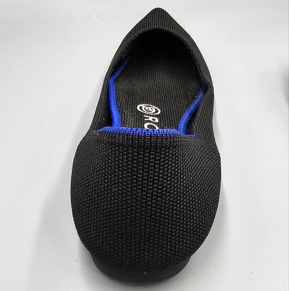 Rothy’s The Point Flats Black Blue Trim Slip On Comfort Shoes Women's Size 7