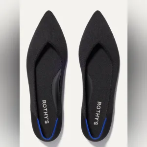 Rothy’s The Point Flats Black Blue Trim Slip On Comfort Shoes Women's Size 7