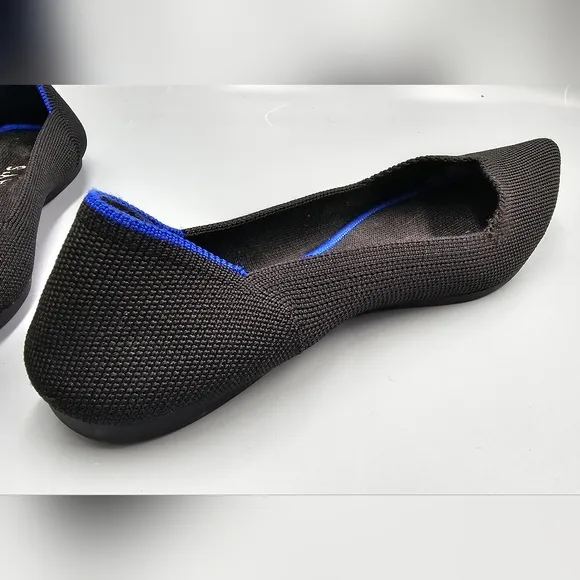 Rothy’s The Point Flats Black Blue Trim Slip On Comfort Shoes Women's Size 7