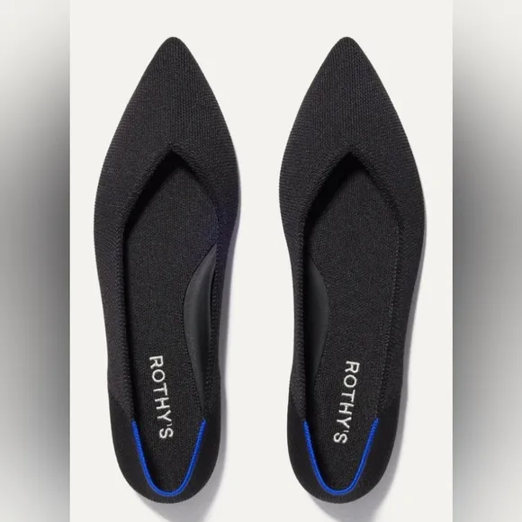 Rothy’s The Point Flats Black Blue Trim Slip On Comfort Shoes Women's Size 7