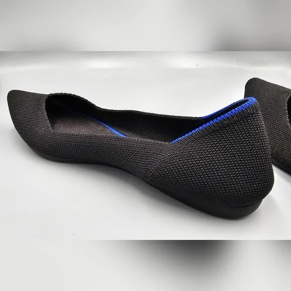 Rothy’s The Point Flats Black Blue Trim Slip On Comfort Shoes Women's Size 7
