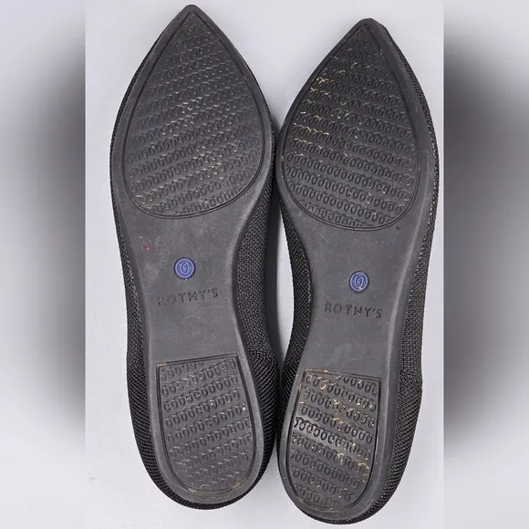 Rothy’s The Point Flats Black Blue Trim Slip On Comfort Shoes Women's Size 7