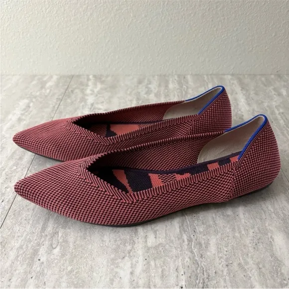 Rothy’s The Point Flats, Rose Pink, Double Stitch Slip On Shoes, Size 9.5