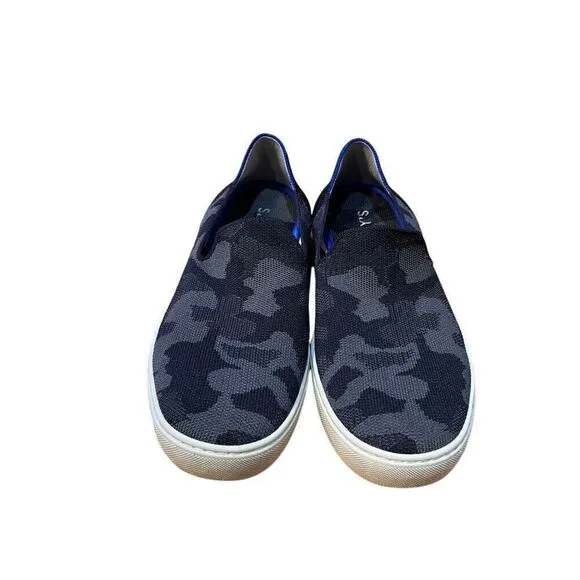 Rothy’s Womens Slip-On Shoes Sneakers Size 10 Black Camo Washable Gray