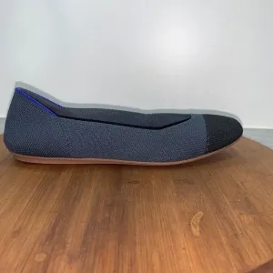 Rothys Women's The Flat Round Toe Size 6.5 Black Blue Knit Slip On Shoes Comfort