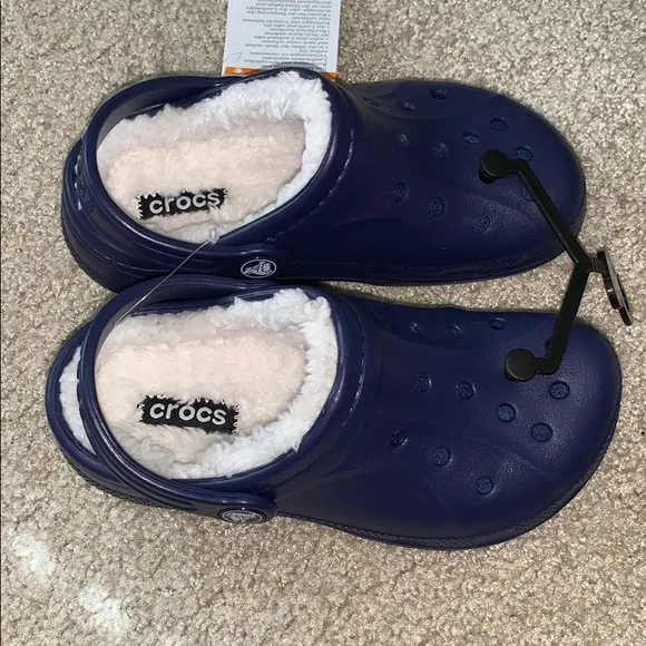 Royal / Navy Blue Fur Lined Crocs