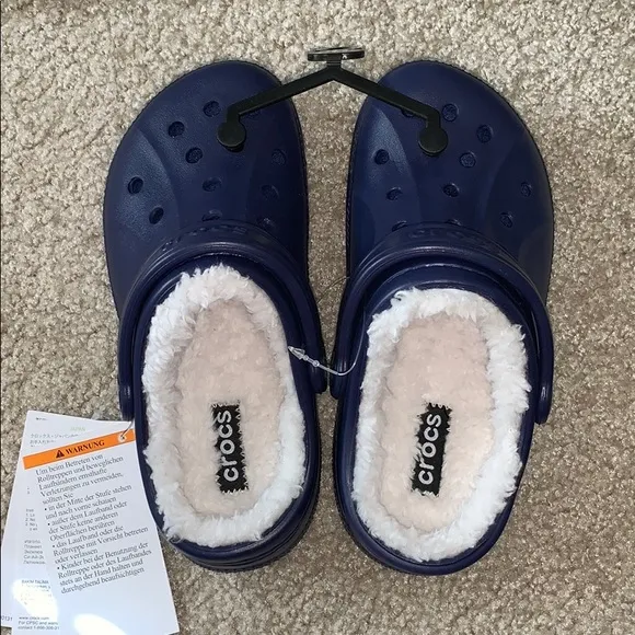 Royal / Navy Blue Fur Lined Crocs