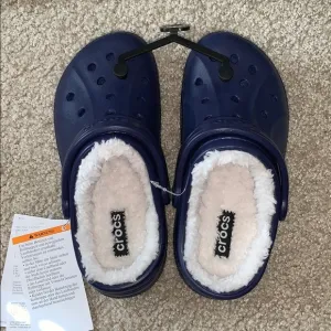 Royal / Navy Blue Fur Lined Crocs