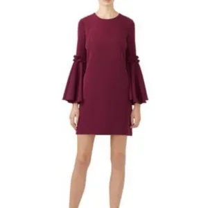 RTR Milly Cady Large Bell‎ Ruffle Sleeve Wine Magenta Mini A-Line Dress Sz 8