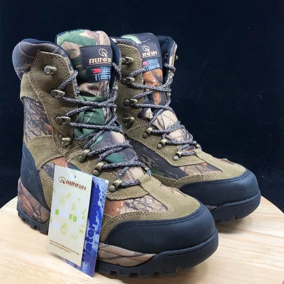 RUNFUN Men's camo Waterproof Lightweight Hunting Boots size 8 mens/wmns size 9.5