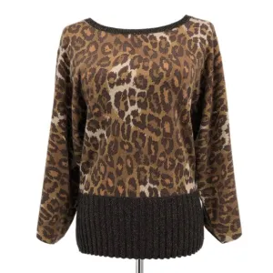 Saks Fifth Avenue Brown &amp; Tan Animal Print Pullover | Cashmere Blend