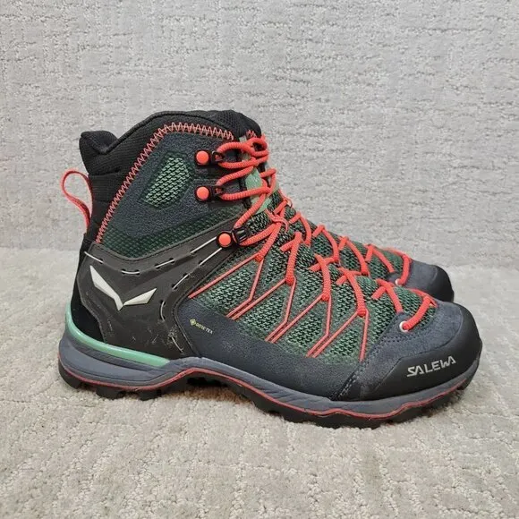 Salewa Ws Mtn Trainer Lite Mid Gtx  Feld Green Fluo Coral Hiking Boots Women's 9