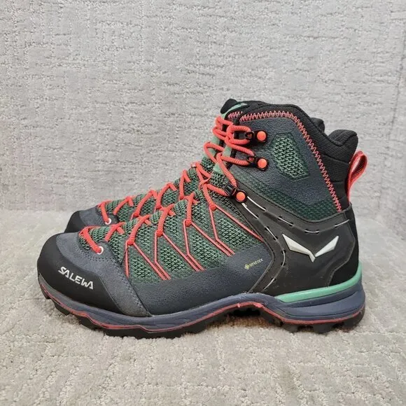 Salewa Ws Mtn Trainer Lite Mid Gtx  Feld Green Fluo Coral Hiking Boots Women's 9