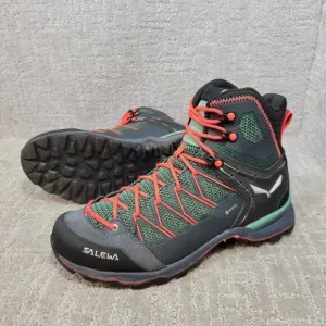 Salewa Ws Mtn Trainer Lite Mid Gtx  Feld Green Fluo Coral Hiking Boots Women's 9