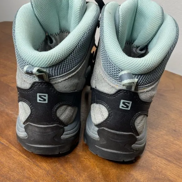 Salomon Ortholite Hiking Boots Shoes Womens 10 Gore-tex Grey Green Contragrip