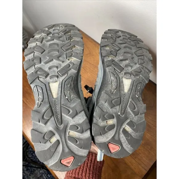 Salomon Ortholite Hiking Boots Shoes Womens 10 Gore-tex Grey Green Contragrip