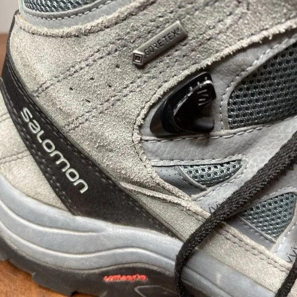 Salomon Ortholite Hiking Boots Shoes Womens 10 Gore-tex Grey Green Contragrip