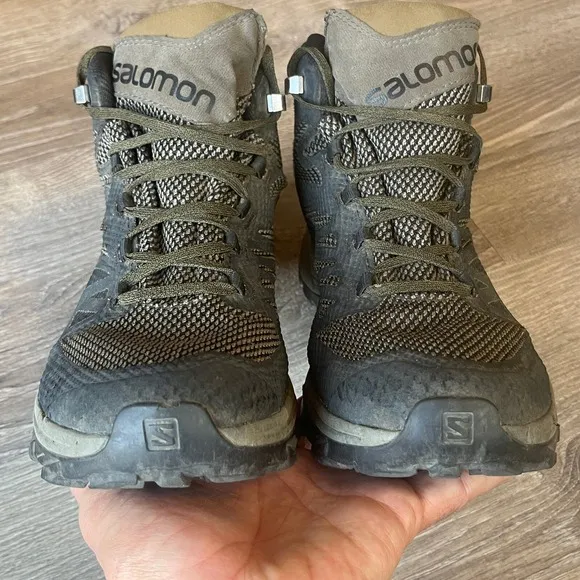 Salomon OUTline GORE-TEX Mid Waterproof Hiking Boots Brown Mens 9.5 UK 9 EU 43.3