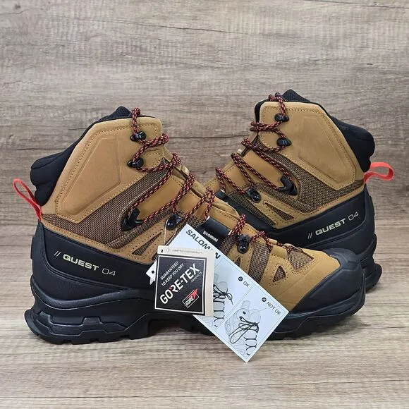 SALOMON Quest 4 GTX Men's Size 11.5 Brown Black Hiking Boots (471564) NEW