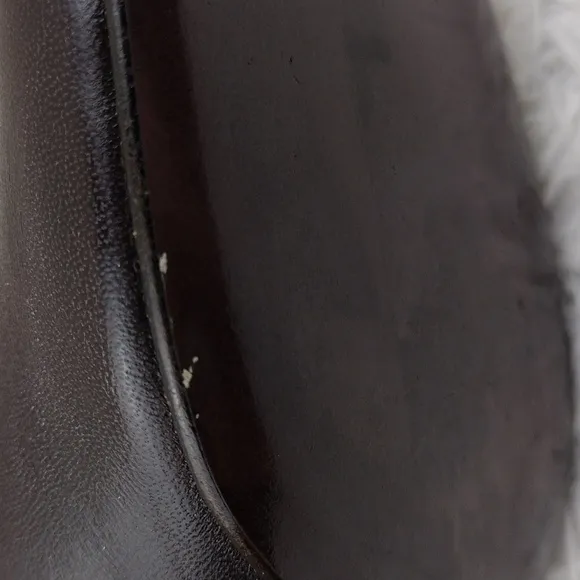 Salvatore Ferragamo Dark Brown Leather Square Toe Mid Blocked Heel Pump Shoe