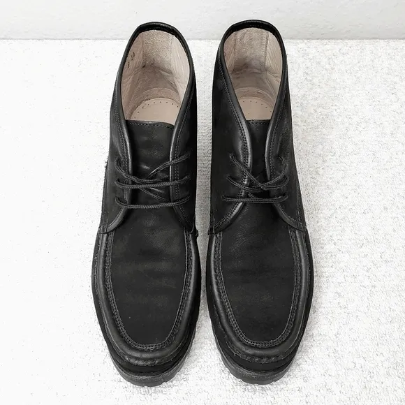 Salvatore Ferragamo Lug Sole Ankle Boots US 8 Black Nubuck Chukka Booties