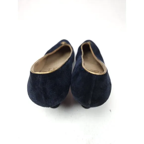 Salvatore Ferragamo Made in Italy Blue Suede Slip On 2&quot; Heel Pumps Shoes 10 AA