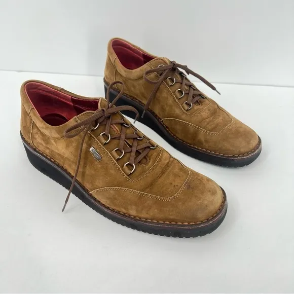 Salvatore Ferragamo Sport brown suede leather lace up Vibram wedge shoes