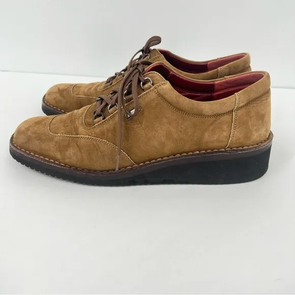Salvatore Ferragamo Sport brown suede leather lace up Vibram wedge shoes