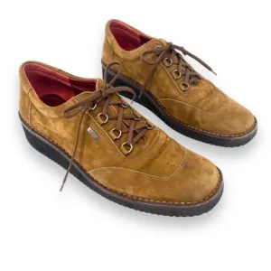 Salvatore Ferragamo Sport brown suede leather lace up Vibram wedge shoes