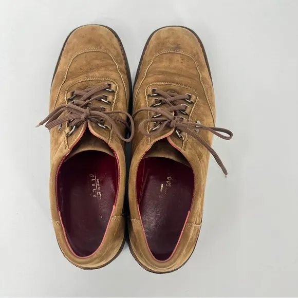 Salvatore Ferragamo Sport brown suede leather lace up Vibram wedge shoes