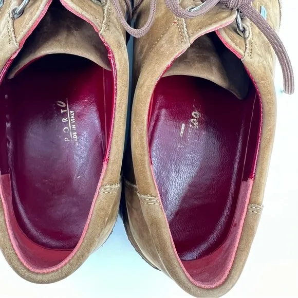 Salvatore Ferragamo Sport brown suede leather lace up Vibram wedge shoes