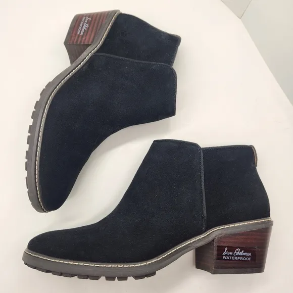 Sam Edelman ankle boots women's 11M black suede Pryce waterproof comfy new $150