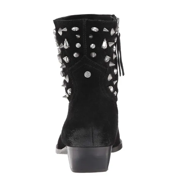 Sam Edelman Avril Black Suede Fashion Boots Stud Embellishments Women’s Size 5