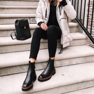 Sam Edelman Black Leather Laguna Chelsea Waterproof Boots