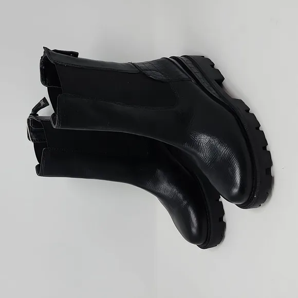 Sam Edelman Genia Waterproof Chelsea Black Leather Boots Size 6.5
