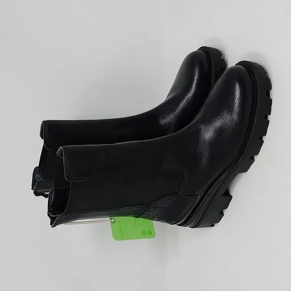Sam Edelman Genia Waterproof Chelsea Black Leather Boots Size 6.5