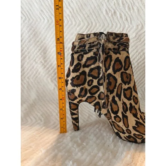 Sam Edelman Keegan Leopard Print Fringe Booties – Size‎ 9.5, Real Dyed Calf Hair