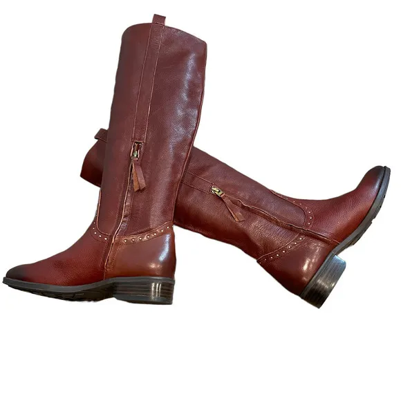 Sam Edelman Knee High Prina Fashion Boots Leather Brown Women's Size 7M NWOB