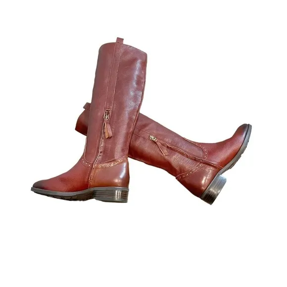 Sam Edelman Knee High Prina Fashion Boots Leather Brown Women's Size 7M NWOB