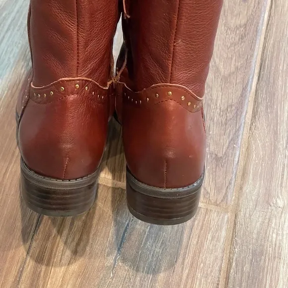 Sam Edelman Knee High Prina Fashion Boots Leather Brown Women's Size 7M NWOB