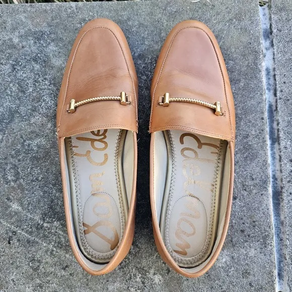 Sam Edelman Lior Horse Bit Loafer Size  9 M Tan Brown Leather Slip On Flat Shoes