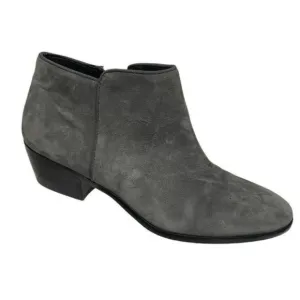 Sam Edelman Petty Suede Ankle Boots Gray Side Zip Low Heel Booties Women's 9.5